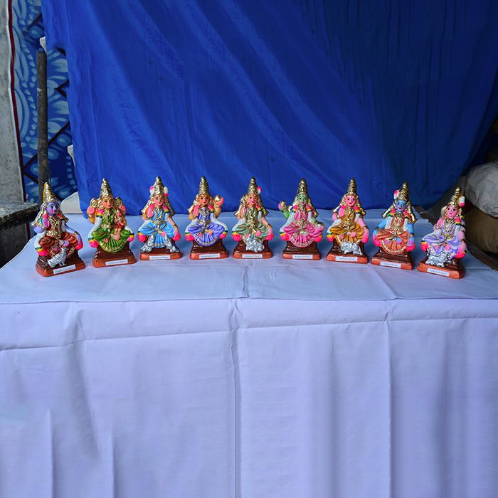 Auspicious Ashtalakshmi colored clay idol set-Small