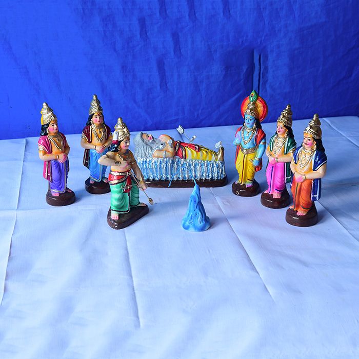 Bhishma at Mahabharatha war clay idol set-Medium