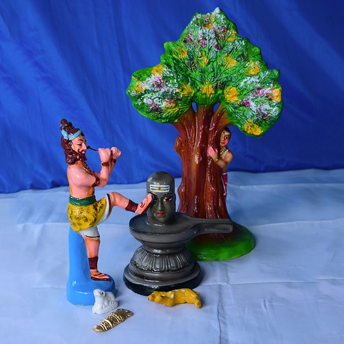 Kannappa Nayanar colored clay idol set-Medium