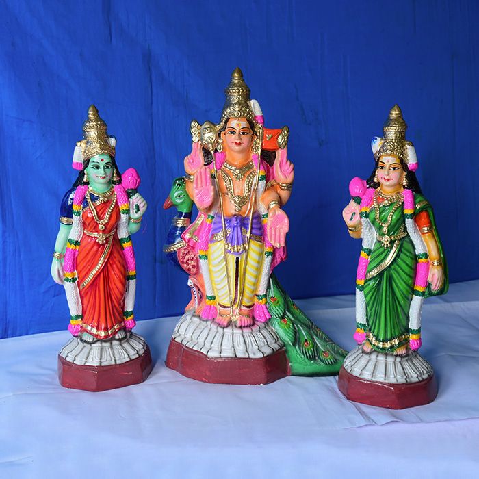 Lakshmim sametha Mahavishnu murti - clay idol set-Medium